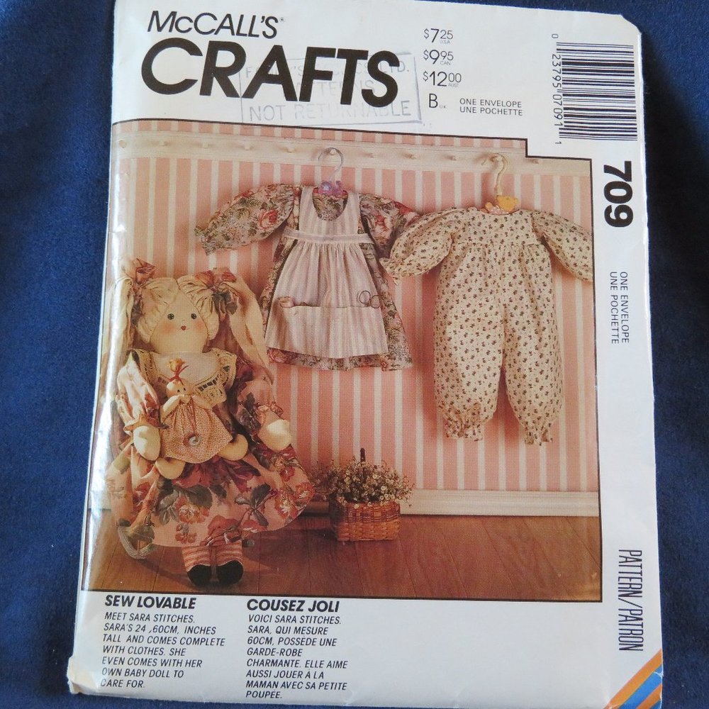 McCALL'S 709 Rag Hair DOLL & CLOTHES 24" CUT (#905)